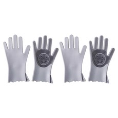 OJE 廚房用品矽膠菜瓜布手套, 灰色, 2個