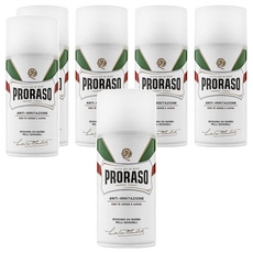 PRORASO 敏感肌刮鬍泡 白標 植萃綠茶, 含燕麥, 舒緩刮鬍敏感, 300ml, 6瓶