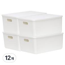 데일리블룸 펜트리 수납 리빙박스 손잡이형 2호, 화이트, 12개