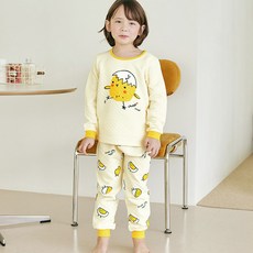 Maykids 童款印花2件式保暖長袖內衣套裝 破殼小雞款