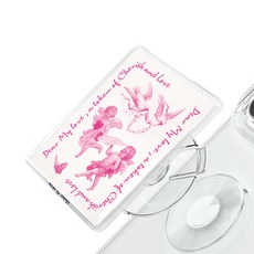 쏭스디자인 탈부착 그립 아크릴 체인지톡 휴대폰 거치대, 큐피드 트윈스 핑크, 1개