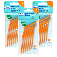 TePe 緹碧 L型長柄牙間刷 Set 6支, 刷毛柔軟不刺激牙齦, 有效去除牙縫中的牙菌斑, L型握柄方便清潔後牙, 0.45mm, 3盒