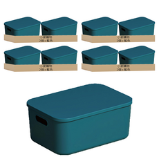 小麥購物 撞色帶蓋收納盒 C317 中款 560g, 藍色, 8個