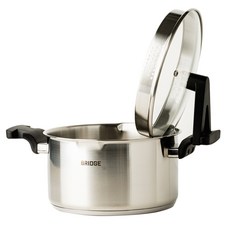 Dr.HOWS IH爐適用Bridge系列不鏽鋼雙耳鍋具2件組, 1組, 湯鍋 20cm+鍋蓋, 單色