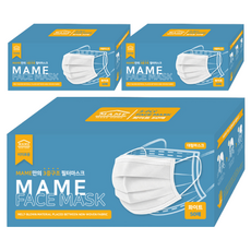 MAME 三層結構過濾口罩 成人用, 50入, 3個, 白色
