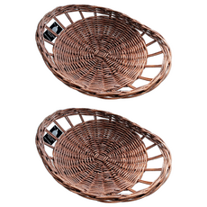 Rattan Shop 高級藤編橢圓形托盤盤子藤籃 N011H, 2個, 棕色