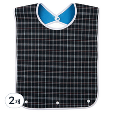 Soulrich 成人實用防水圍兜 XS 35 x 55 cm, 藍色格紋, 2個