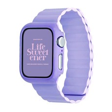 케이안 애플워치 실리콘 마그네틱 스트랩 케이스 세트, 타로밀크티, 1개