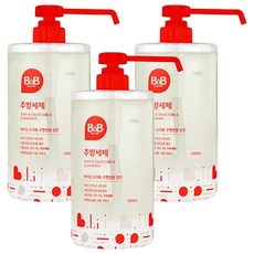 B&B 嬰兒食器適用蔬果洗碗盤洗潔精, 1L, 3瓶