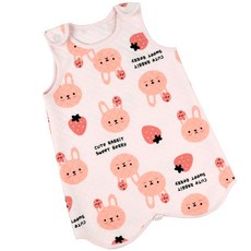 Maykids 童款印花連身防踢背心 草莓小兔款