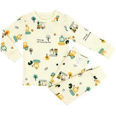 Maykids 男童款30支棉工程車印花長袖長褲家居服套裝