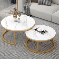 E家工廠 岩板茶几 70x70x45cm 現代風格, 金色 + 白色