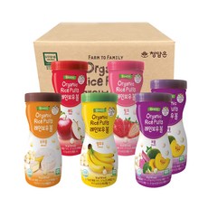 FARM TO FAMILY 大米泡芙彩虹球套組, 蘋果口味+草莓口味+蛋糕口味+香蕉口味+紫薯南瓜口味 2入, 1組