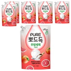 피죤퓨어 뽀드득 주방세제 자몽향, 6개, 1.2L