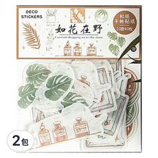 infeelME 暖空紙品 和紙手帳貼紙包, 如花在野 多色, 2包