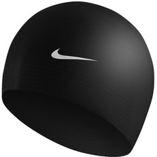NIKE 耐吉 SWIM 素色乳膠泳帽, 黑色, 1個
