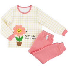 Maykids 女童款格紋花朵保暖長袖家居套裝