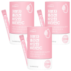 EVERFIT 小分子膠原蛋白維生素H維他命C粉隨身包, 120g, 3罐