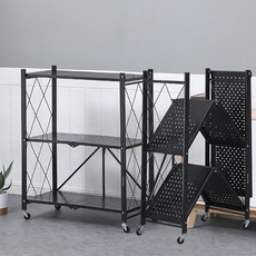 마켓플랜 하디 원터치 접이식 수납선반, 블랙, 3단