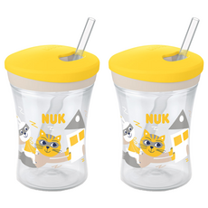 NUK 攜帶式吸管水杯, 230ml, 2個, 黃色