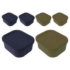 YOUHOUSE 삶아 쓰는 실리콘 밀폐용기 500ml, 6개, 다크그린 + 올리브