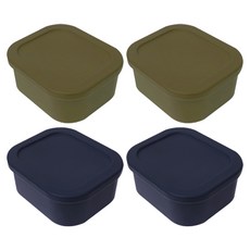 YOUHOUSE 삶아 쓰는 실리콘 밀폐용기 500ml, 4개, 다크그린 + 올리브