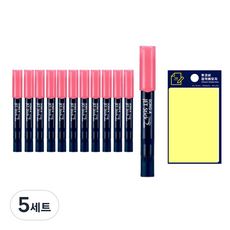 동아 제트스틱2 타원형 12p + 투코비 스티키 메모패드 세트, 분홍(제트스틱), 노랑(포스트인), 5세트