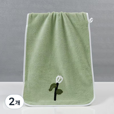 Woni's 花朵沐浴浴巾 70 x 140 cm, 綠色, 2個