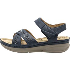 JACK&JILL 女款鏤空交叉帶魔鬼氈涼鞋 JB2406, 250mm, 海軍藍色