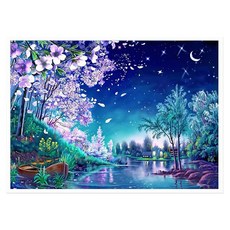 鑽石畫 ZSD3438 30 x 40cm, 櫻花星空, 1個