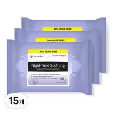 에피엘르 나이트타임 수딩 클렌징 티슈, 30매입, 15개