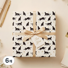 좋은기븐 종이롤 포장지 모노고양이, 아이보리, 6개