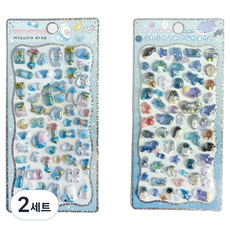 디스톤 티니버블 3D 트윙클 스티커 2종 세트, 스노우버니 + 마린샤인, 2세트