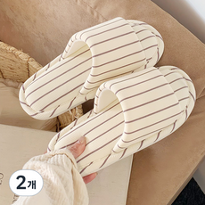 EVER HOUSE 柔軟棉質亞麻客廳拖鞋, 奶油紫色, 2個