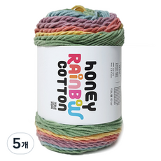 니뜨 허니 레인보우 코튼 뜨개실 100g, 5개, 518레인보우
