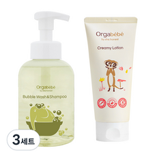 Orgabebe All in one寶寶泡沫洗髮沐浴乳 500ml+乳霜 180ml, 3組