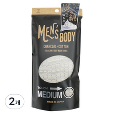 요코즈나 맨즈바디 샤워타올, 2개, 1개입, 차콜 + 코튼 미디움