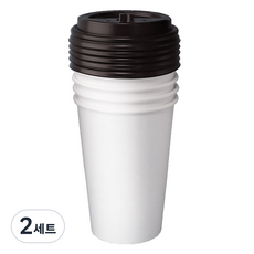 Bloom at home 咖啡廳素色紙杯 390ml x 25入 + 黑色杯蓋 25入 組, 2套
