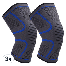 씨오브비 남성 고탄력 스포츠 무릎 보호대 2P 세트, 블루, 3개