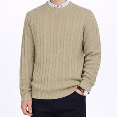 가이스토리 남성용 무지 라운드 베이직핏 슈가 꽈배기 니트