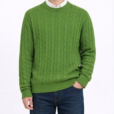 가이스토리 남성용 무지 라운드 베이직핏 슈가 꽈배기 니트