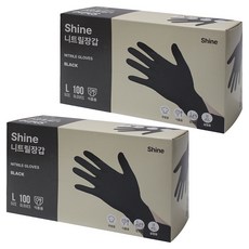 Shine 丁腈手套 100入, 大(L), 黑色, 2個