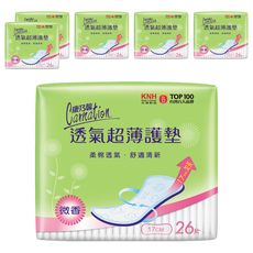 康乃馨 透氣超薄護墊 微香, 17cm, 26片, 6包