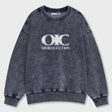 오아이오아이컬렉션 여성용 빈티지 데님스웻 크롭 맨투맨