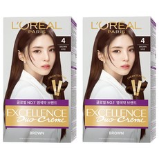 로레알파리 엑셀랑스 듀오크림 나눠쓰는 새치염색 염모제, 4 브라운, 2개