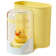 한봄누리 캐릭터 양치컵 무타공 칫솔 거치대 세트, 노란색, 1세트