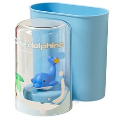 한봄누리 캐릭터 양치컵 무타공 칫솔 거치대 세트, 파란색, 1세트