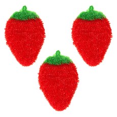 LOTTE 樂天 草莓造型菜瓜布 Set, 9x14公分, 3入, 1包