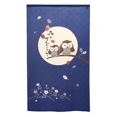 MASA HOME 長門簾 貓頭鷹 100%聚酯纖維, 海軍藍, 150 x 85cm