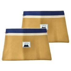 CCHING 青青文具 A4手提雙層文件袋 簡單生活, 駝色 + 藍色, 2個